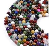 AqBeadsUk Semi Precious Beads Premium Genuine Mixed Colour Gemstone 10mm Round 15 Inch Strand Beads for Jewellery Making