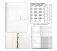 AQCDPJYU 100 Envelopes Money Saving Challenge Binder, Password Lock Cash Budget Expense Organizer Notebook(White Without Lock)