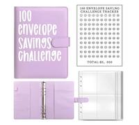 AQCDPJYU 100 Envelopes Money Saving Challenge Binder, Password Lock Cash Budget Expense Organizer Notebook(Pink Without Lock)