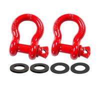 AQCDPJYU 2 Pack D Ring Shackles 13T Break Strength with Screw Pin, Shackle Isolator Washers Kit for Tow Strap Winch Off Road Vehicle Recovery(Red)