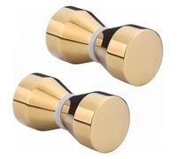 AQCDPJYU 2 Pcs Shower Door Handle Bathroom Knob, Screen Metal Handles Chrome-Plated Solid Single Hole for Home Kitchen Office(Gold,Taper)