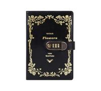 AQCDPJYU 200 Pages Cipher Password Book with Lock, Simple Literary Diary Notebook for Boys School Stationery(B6 Black)
