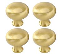 AQCDPJYU 4Pcs Pure Copper Solid Cabinet Knobs Handle, Kitchen Hardware Drawer Knob, Single Hole Cupboard Door Handles Bathroom Furniture Pulls(Matt Brushed,L)