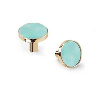 AQCDPJYU 6 Pack Aqua Blue Green Watercolor Sea Foam Cabinet Knobs, Black Base Zinc Alloy Drawer Pulls for Kitchen Bathroom Dresser(Golden)