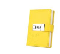 AQCDPJYU A7 Small Lock Notebook, Pocket Notepad Journal Line Sketchbook Office School Stationery Organizer(Yellow)