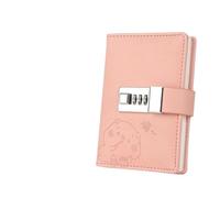AQCDPJYU A7 Small Lock Notebook, Pocket Notepad Journal Line Sketchbook Office School Stationery Organizer(Pink)