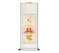 AQCDPJYU Auspicious Guanyin Art Scroll Painting, Ancient Chinese Deity Pose Hanging, Museum Feng Shui Decor, Birthday Gift Collection(Creamy white C,79L x 186W cm)