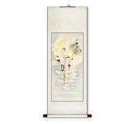 AQCDPJYU Auspicious Guanyin Art Scroll Painting, Ancient Chinese Deity Pose Hanging, Museum Feng Shui Decor, Birthday Gift Collection(Creamy white A,59L x 148W cm)