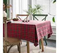 AQCDPJYU Checked Rectangular Tablecloth, Anti-Stain Table Cover for Kitchen Outdoor Picnic Holiday Dinner(Red,140 x 220 cm)