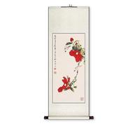 AQCDPJYU Chinese Flower Bird Scroll Painting, Traditional Handmade Corridor Art, Bedroom Feng Shui Decor, Festival Gift Collection(Creamy White I,40L x 119W cm)