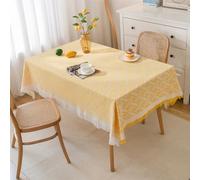 AQCDPJYU Linen Rectangle Tablecloth - Wipeable Easy to Clean Decorative Table Cover for Kitchen Dining(Yellow,90x150cm)