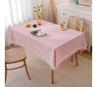 AQCDPJYU Linen Rectangle Tablecloth - Wipeable Easy to Clean Decorative Table Cover for Kitchen Dining(Pink,130x230cm)