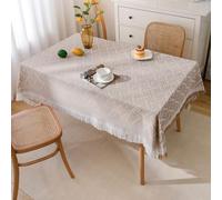 AQCDPJYU Linen Rectangle Tablecloth - Wipeable Easy to Clean Decorative Table Cover for Kitchen Dining(Light Coffee,130x260cm)