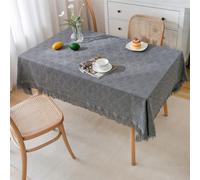 AQCDPJYU Linen Rectangle Tablecloth - Wipeable Easy to Clean Decorative Table Cover for Kitchen Dining(Dark Gray,130x230cm)
