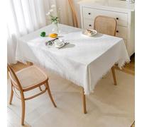 AQCDPJYU Linen Rectangle Tablecloth - Wipeable Easy to Clean Decorative Table Cover for Kitchen Dining(Off-white,90x120cm)