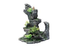 AQCDPJYU Mountain View Decor Rockery Landscape Rock Hiding Cave Tree Aquarium Ornament Fish Tank Decoration Bonsai Trees with Faux Moss Aquascaping(E)