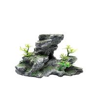 AQCDPJYU Mountain View Decor Rockery Landscape Rock Hiding Cave Tree Aquarium Ornament Fish Tank Decoration Bonsai Trees with Faux Moss Aquascaping(A)