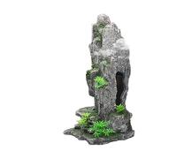 AQCDPJYU Mountain View Decor Rockery Landscape Rock Hiding Cave Tree Aquarium Ornament Fish Tank Decoration Bonsai Trees with Faux Moss Aquascaping(D)