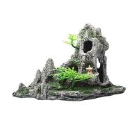 AQCDPJYU Mountain View Decor Rockery Landscape Rock Hiding Cave Tree Aquarium Ornament Fish Tank Decoration Bonsai Trees with Faux Moss Aquascaping(B)