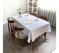 AQCDPJYU PVC Vinyl Rectangular Buffalo Plaid Tablecloth - Heavy Duty Waterproof Oil-proof Wipeable for Indoor Dining Outdoor Picnic(White,137x274cm)