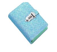 AQCDPJYU Sequin PU Cover A6 Planner Binder with Lock, Spiral Password Agenda Diary School Stationery(Sky Blue)