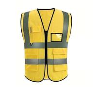 AQCDPJYU Unisex Summer High Visibility Reflective Safety Vest Zipper Pockets Sleeveless Construction Night Work(Yellow)