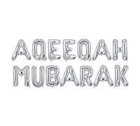 Aqeeqah Mubarak Foil Balloons - Silver