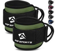 AQF Ankle Straps for Cable Machines Attachment - Neoprene Padded Gym Wrist Cuff Legs Extensions Curls, Kickbacks, Weightlifting Hip Abductor, Abs, Glute Workout (Military Green, Pair)