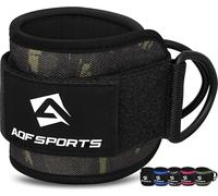 AQF Ankle Straps for Cable Machines Attachment - Neoprene Padded Gym Wrist Cuff Legs Extensions Curls, Kickbacks, Weightlifting Hip Abductor, Abs, Glute Workout (Green Camouflage, Single)