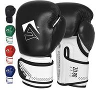 AQF Boxing Gloves for Training & MMA Muay Thai Punch Bag Sparring MMA Gloves for Kickboxing Fighting & punching bag with Extra Layers of Padding (Black, 10oz)