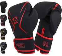 AQF Boxing Gloves Kids Adults - Training Muay Thai Gloves 6oz to 16oz for Punch Bag MMA Sparring Fighting & Kickboxing with Extra Layers of Padding (Red, 10oz)