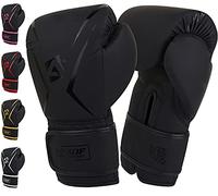 AQF Boxing Gloves Kids Adults - Training Muay Thai Gloves 6oz to 16oz for Punch Bag MMA Sparring Fighting & Kickboxing with Extra Layers of Padding (Black, 14oz)