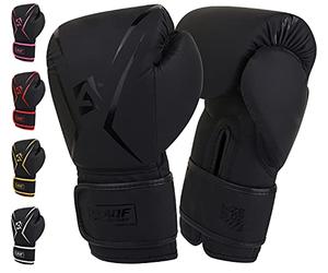 AQF Boxing Gloves Kids Adults - Training Muay Thai Gloves 6oz to 16oz for Punch Bag MMA Sparring Fighting & Kickboxing with Extra Layers of Padding (Black, 8oz)