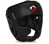 AQF Boxing Headguard MMA Training Headgear Muay Thai Full Face Protection Guard Sparring Helmet Head Guard (Black, M)