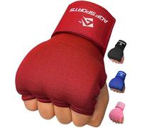 AQF Boxing Inner Gloves Hand Wraps Fist Padded Bandages MMA Gel Strap Mitts Kick Black, Blue & Red (Red, X-Large)