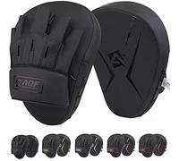 AQF Boxing Pads for Training - Punching Pads Muay Thai Rex Leather Curved Boxing Mitts for MMA, Kickboxing, Karate, Sparring & Martial Arts Pads (Black)