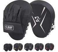 AQF Boxing Pads for Training - Punching Pads Muay Thai Rex Leather Curved Boxing Mitts for MMA, Kickboxing, Karate, Sparring & Martial Arts Pads (Silver)