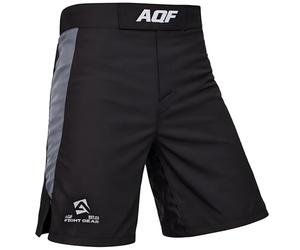 AQF Combat MMA Shorts UFC Cage Fighting Grappling Kick Boxing Gym Short 4-Way Stretch Moisture Wicking Training Shorts , Black, L