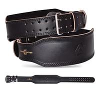 AQF Cow Hide Leather Belt 4" Weight Lifting Back Support with Genuine Black Suede Lining - Double Prong Steel Roller Buckle Contoured Training Fitness Exercise Bodybuilding XL