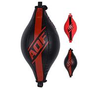 AQF Double End Speed Ball Maya Hide Leather Boxing Dodge Speed Bag Punching MMA Training Workout Floor to Ceiling Rope (Black)