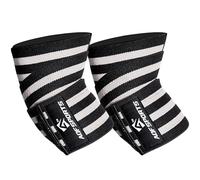 AQF Elbow Wraps for Weightlifting Gym Elbow Support - Heavy Duty 40" Elasticated Elbow Sleeves Straps for Powerlifting, Bodybuilding, Training & Bench Press (Pair) (Blk & Wht)