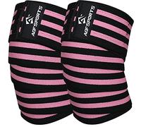 AQF Knee Wraps Weight Lifting Bandage - IPL and USPA Approved Gym Knee Support - Heavy Duty 78” Elasticated Support Straps Guard Powerlifting, Squatting (Pair)