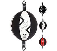 AQF Leather Double-End Boxing Bag Speed Ball - Floor-to-Ceiling Punching Rebound Ball with Adjustable Bungee Cord - Reflex Dodge Speedball for Punching, MMA Training, & Striking Kit