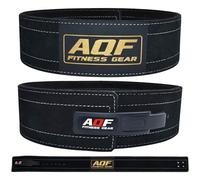AQF Leather Weight Lifting Belt - IPL and USPA Approved Powerlifting Belt Back Support - 4” Wide x 10mm Thick Lever Buckle Cowhide Leather Deadlifting Training Bodybuilding Belt (Black, S)