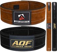 AQF Leather Weight Lifting Belt - IPL and USPA Approved Powerlifting Belt Back Support - 4” Wide x 10mm Thick Lever Buckle Cowhide Leather Deadlifting Training Bodybuilding Belt (Brown, M)
