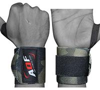 AQF Power Weight Lifting Wrist Wraps Supports Gym Training Fist Straps - Sold as Pair & One Size Fits All (Green Camo)