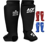 AQF Shin Guards Pad Kickboxing Muay Thai MMA Instep, EVA Padded Sparring Training Martial Arts Boxing Elasticated Leg Support Foot Protective Gear, karate CE UKCA SATRA Approved