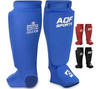 AQF Shin Guards Pad Kickboxing Muay Thai MMA Instep, EVA Padded Sparring Training Martial Arts Boxing Elasticated Leg Support Foot Protective Gear, karate CE UKCA SATRA Approved (Blue, XS (for kids))