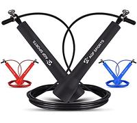 AQF Speed Skipping Rope for Fitness with Non-Slip Plastic Handles & Tangle Free Steel Wire Jump Rope Adjustable 3-meter length for Crossfit Training (Black)