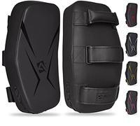 AQF Thai Pads for Kickboxing Muay Thai Pad with Solid Handle Grip, Maya Hide Leather Curved Strike Shield for Boxing MMA Martial Arts Taekwondo, Training Combat Sports Knees Elbows Kicks & Punches